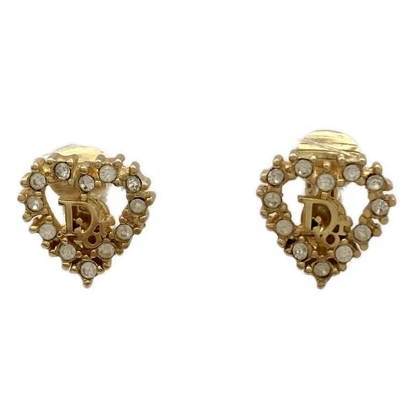 DIOR/ChristianDior - Gold Clear Hardware Rhinestones Clip On Earrings 137-081225 - Picture 1 of 3